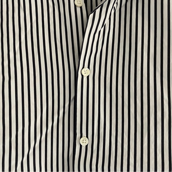 Theory men’s Irving eco stripe black and white button down shirt 22709 - Picture 5 of 9